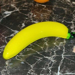 Yellow Banana Vintage Murano Style Art Glass Hand Blown Decor Vegetable Fruit